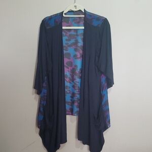 Women's Blue and Purple Open Front Sweater Size Xl